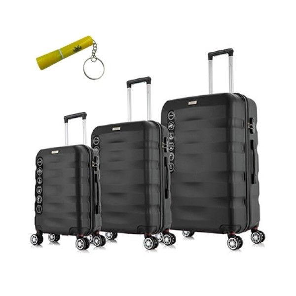 Mykonos 661-55/65/75 cm Trolley Case Set With MXM Keyring Flashlight