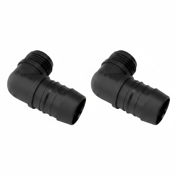 Emjay 50mm Male Elbow Fitting for Low-Density Polyethylene Pipes - 2 Pack