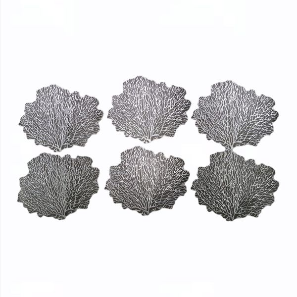 Placemats Leaf 6 Piece Silver