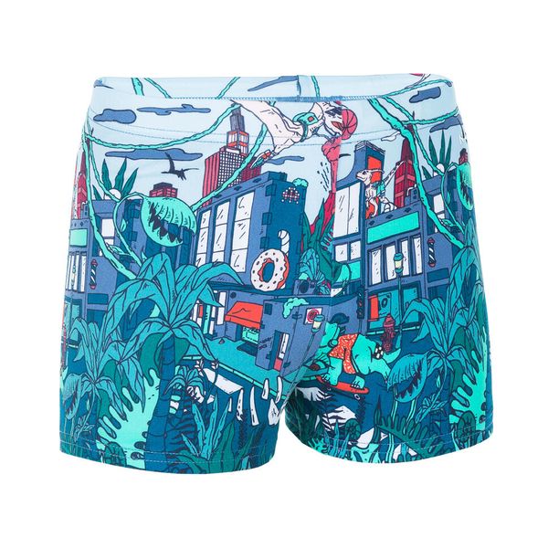 Nabaiji Boys' Swimming Boxer - Fitib - Blue Cartoon Graphic