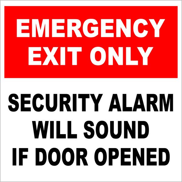 Emergency Exit Only 29x29cm Sign -2 Pack.
