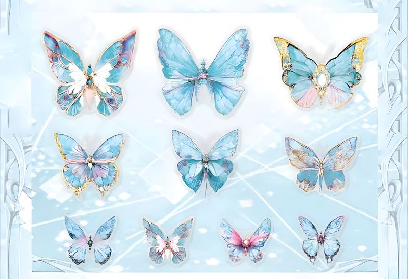 1pack(20pcs) Iridescent Butterfly Shaped Stickers For DIY Decoration