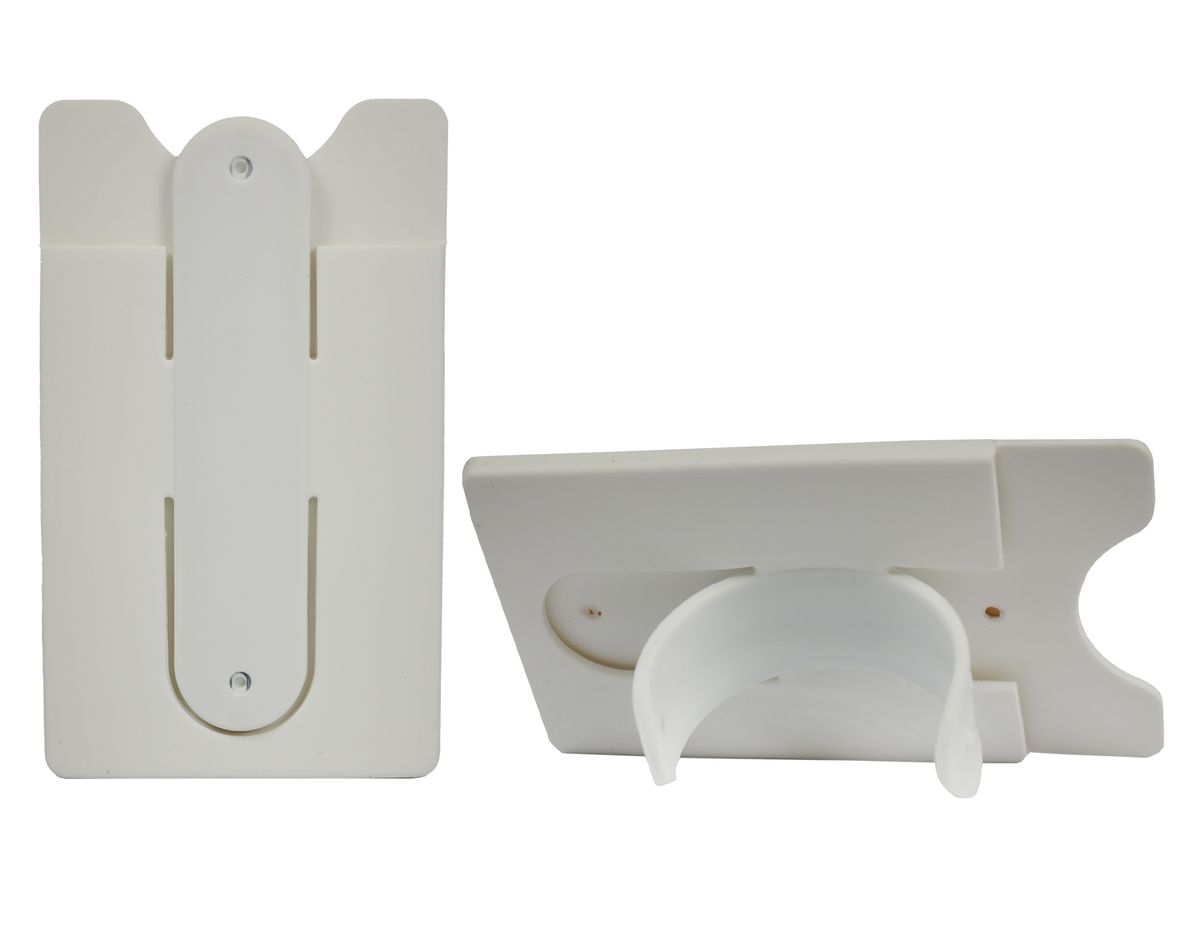 Silicone Cellphone Card Holder & Stand (White)