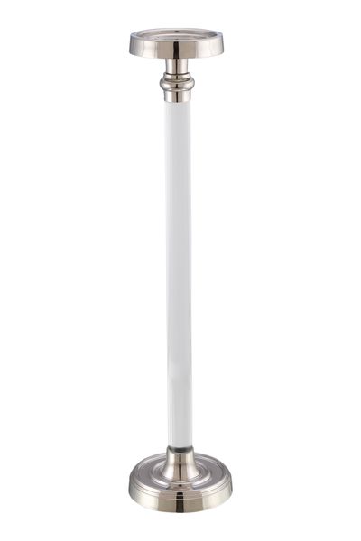 Pillar Candle Holder with Resin Rod- Silver Plated 60cm