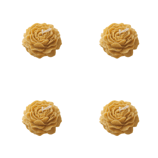 Chamomile Scented Peony Flower Shaped Candle - Morandi Yellow - 4 Pack