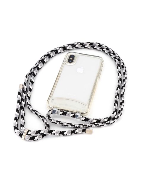 Transparent iPhone Cover - Detachable Black, Grey &amp; White Crossbody Rope