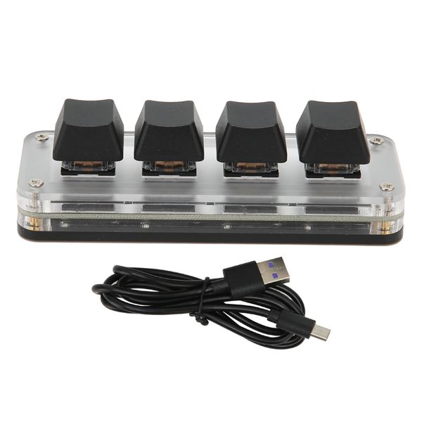 4 Key Programmable Pad USB C, One Handed Design