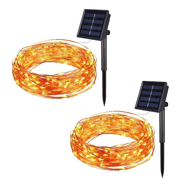 Solar Fairy Lights LED Outdoor String Light Christmas Light - Warm White x2