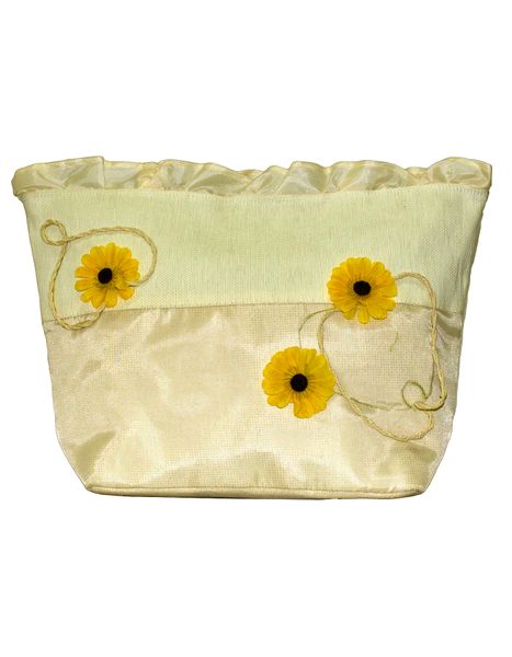Fino CJ05730 Straw Beach &amp; Shopping Bag with Frills and Flower Detail