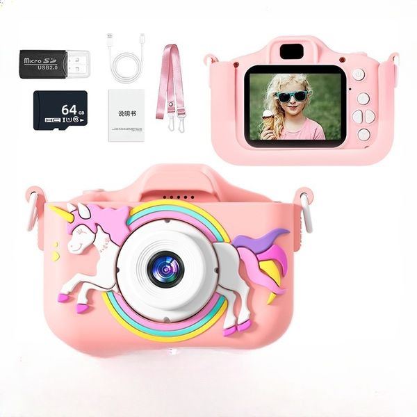 Kids' Camera Unicorn Pink Photo-Taking Cartoon Digital Mini HD Dual Camera