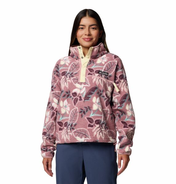 Columbia Women's Helvetia II Printed Cropped Half Snap Fleece - Fig Pastel