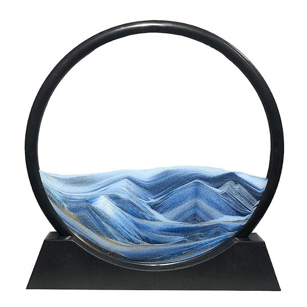 12 Inch 3D Round Frame Moving Sandscapes Art - Blue