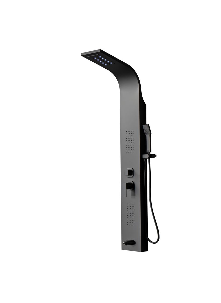 Matte Black 6 Functions Shower Column/Panel With LED Lights 5501 LD