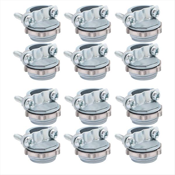 12 Pack 1/2 Inch Clamp Type Cable Connectors, Zinc Alloy Wire Clamps for NM