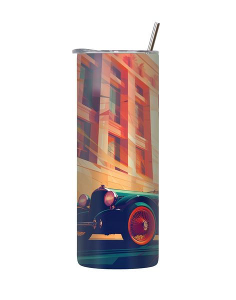 Orange Abstract 20 Oz Tumbler with Lid Straw Vintage Cars Graphic Gift 211