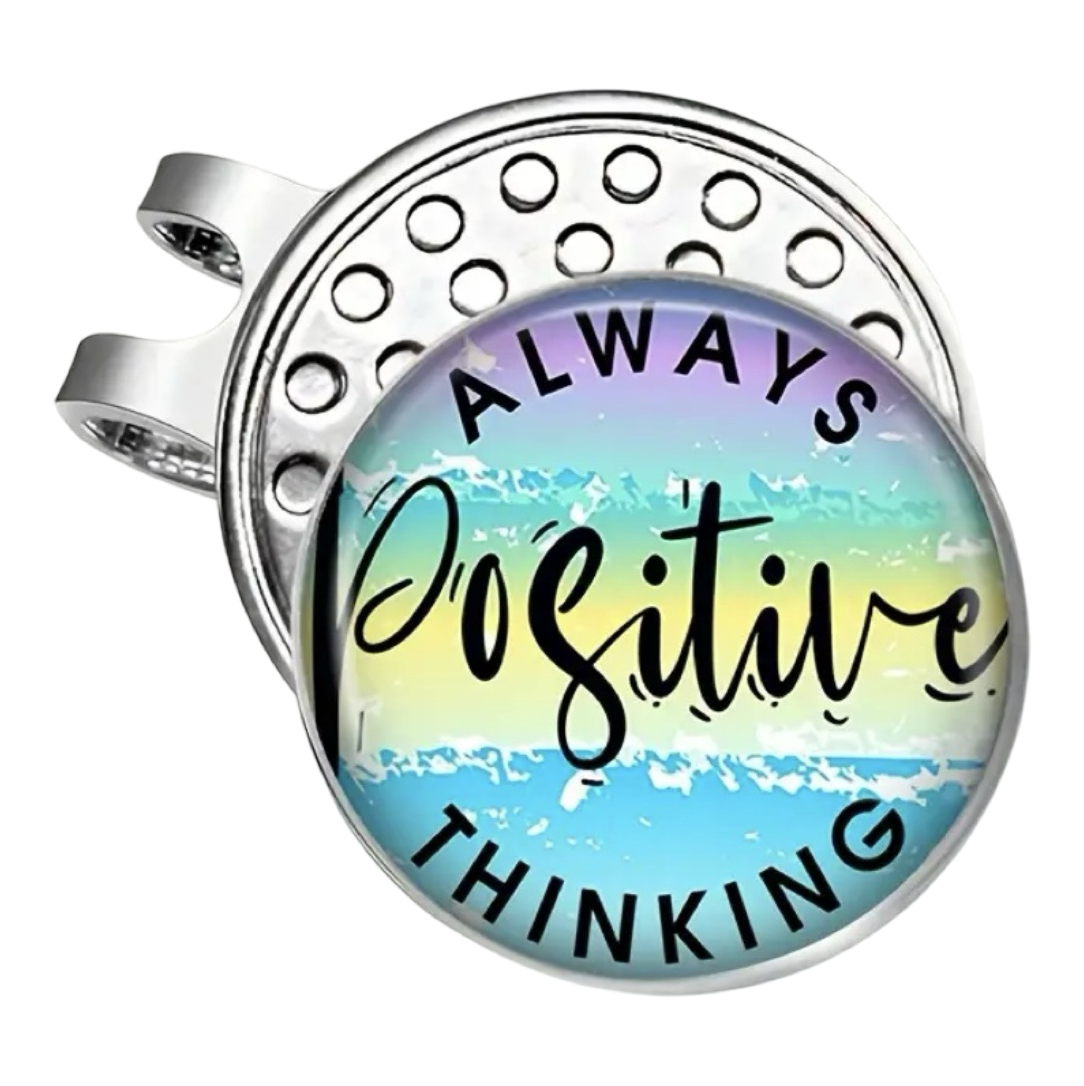 Golf Hat Clip with Removable Ball Marker - Always Positive Thinking