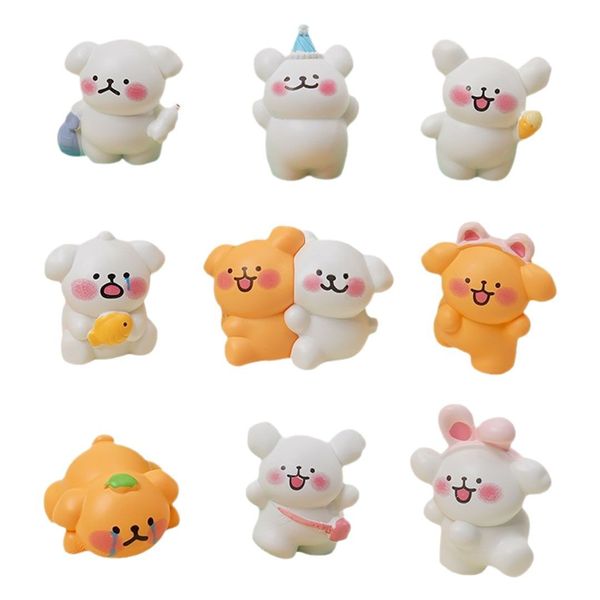 9 Pcs Mini Dog Figurines Cartoon Tiny Puppy Miniature Resin Cake Toppers