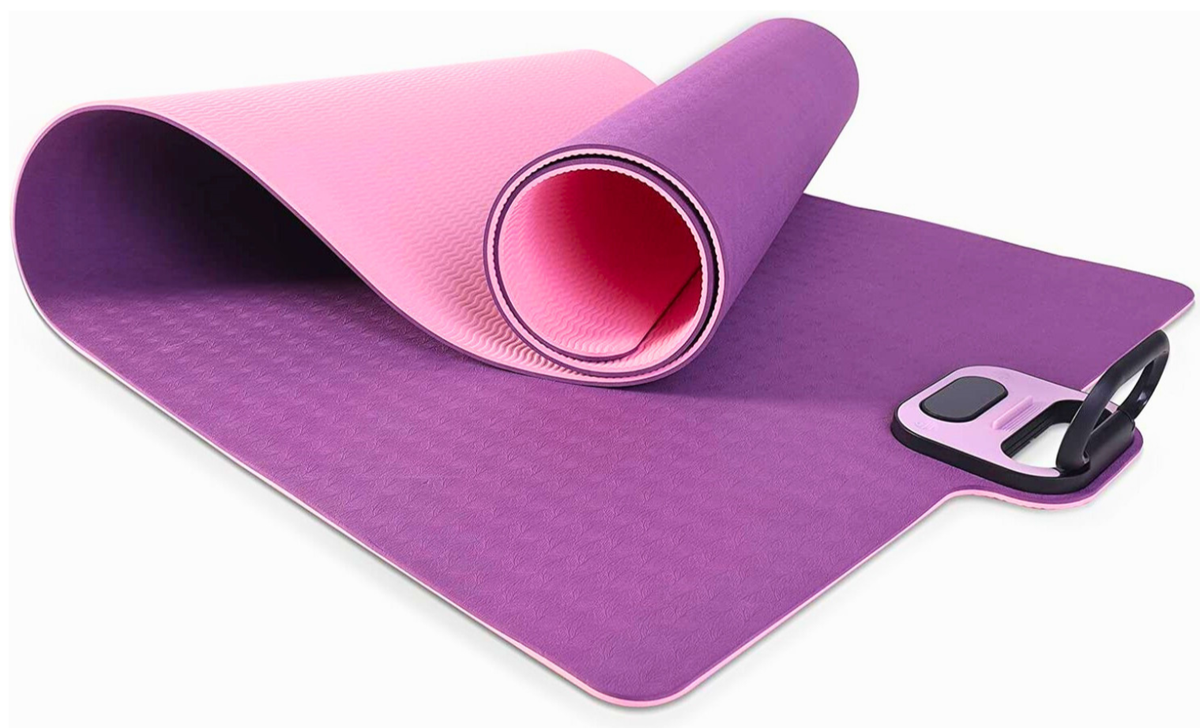 Yoga Mat with Builtin Timer and Phone Holder TPE Pink Shop Today