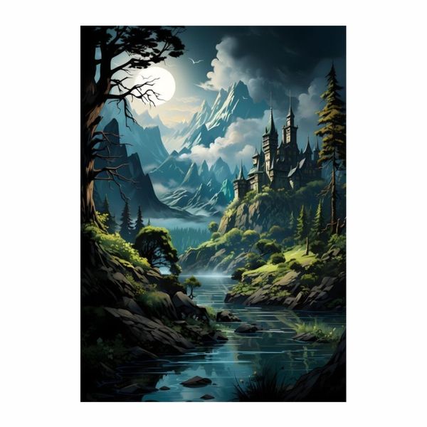 Mountain-Top Castle Poster - A1