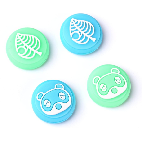 4 Pcs Animal Crossing Themed Silicone Analog Thumb Grip Stick Cover for NS