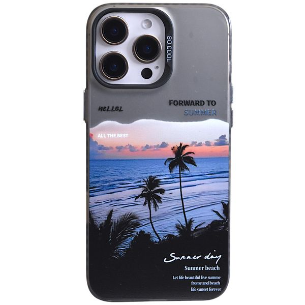 Tropical Sunset Beach Phone Case Compatible with iPhone 15 Pro