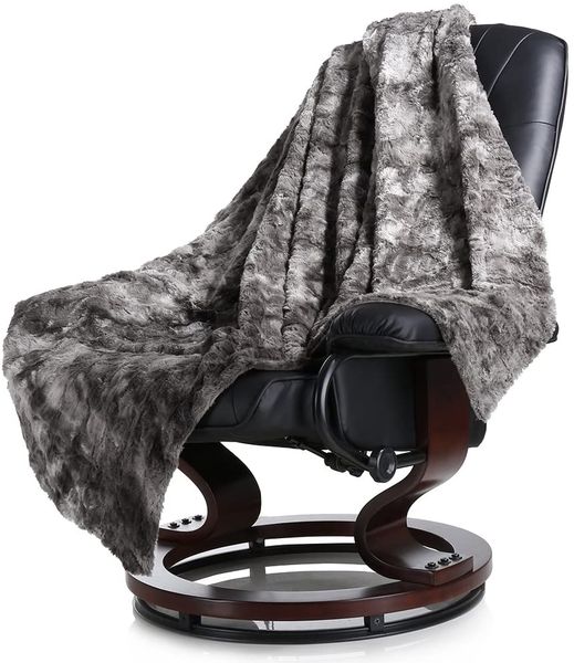 Wonder Trend Faux Fur Luxury Mink Thermal Heat Blanket Throw Charcoal Grey