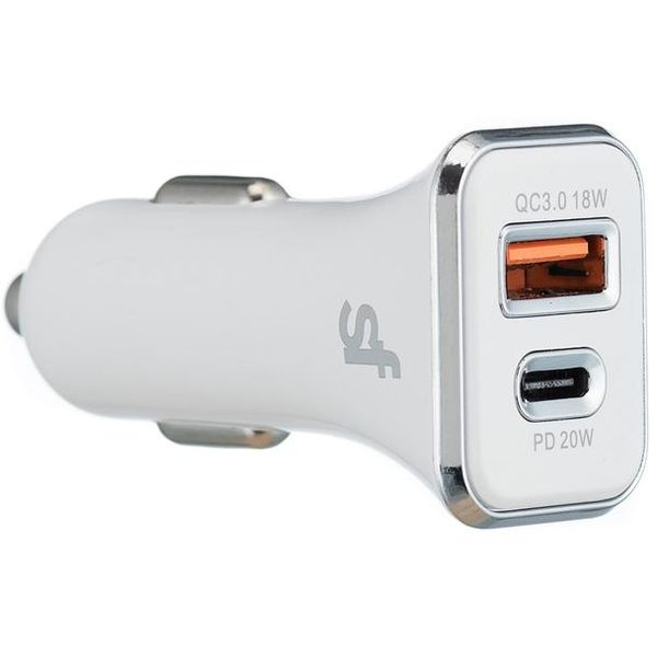 Superfly 38W Dual USB PD and QC Car Charger - White