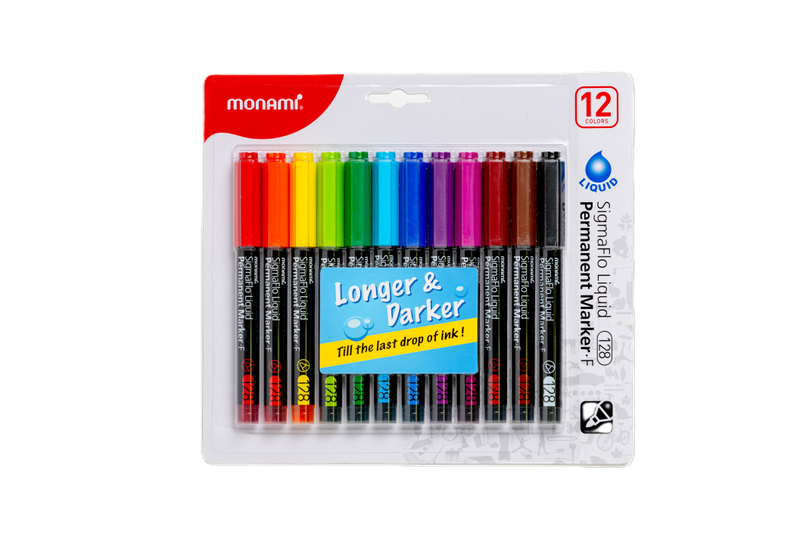 MONAMI Permanent Marker - SigmaFlo F128 1.0mm Assorted (Pack of 12)