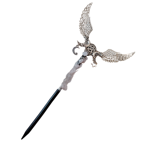 Natural Crystal Gravel and Wood Wand