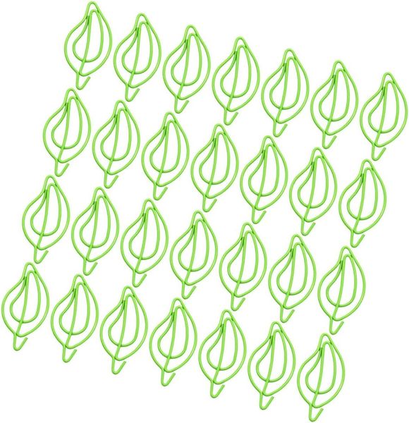50Pcs Leaf Shaped Paper Clips Small Emerald Paper Clips Office Stationery