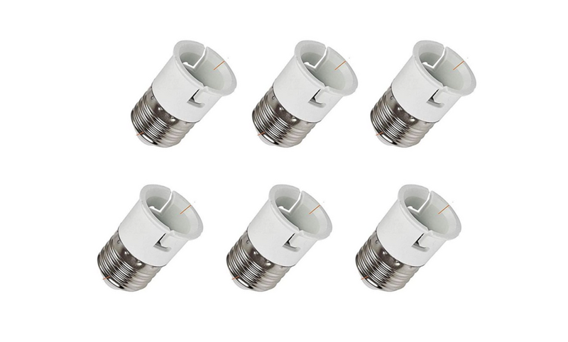 Adaptor Pack - 6 x Bayonet Bulb to Screw In Lamp Socket Converters