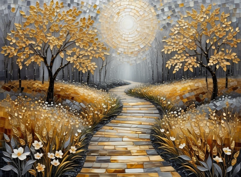 Modern Canvas Wall Art Home Decor - Golden Path