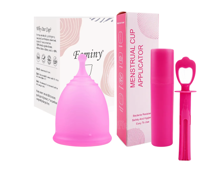 Feminine Menstrual Cup and Reusable Applicator Set - Cup Size: S