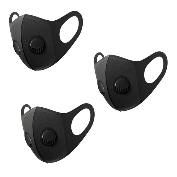 Reusable Sponge Face Mask with 2 breathing Valves x 3