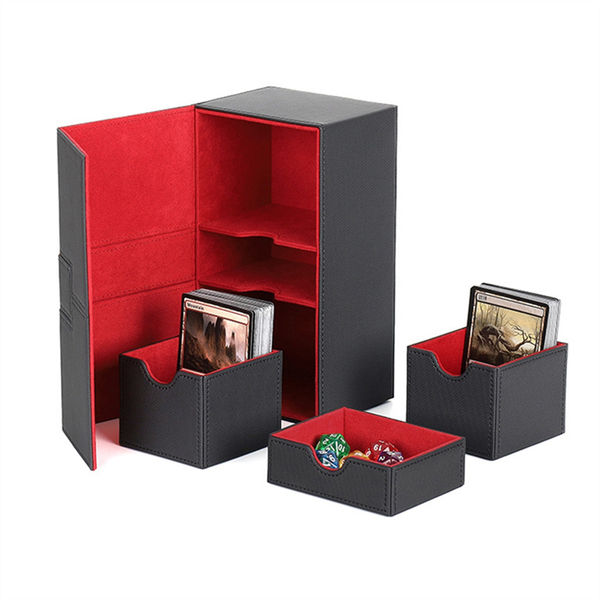 Card Deck Boxes Holds 200+ Card Carrying Organiser Case Black &amp; Red