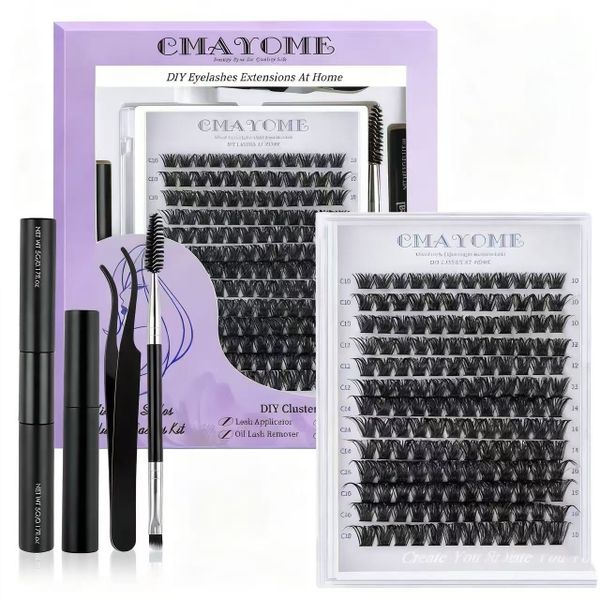 156 Pieces Eyelash Extension Kit, 10-18mm Thin Eyelashes DIY Kit