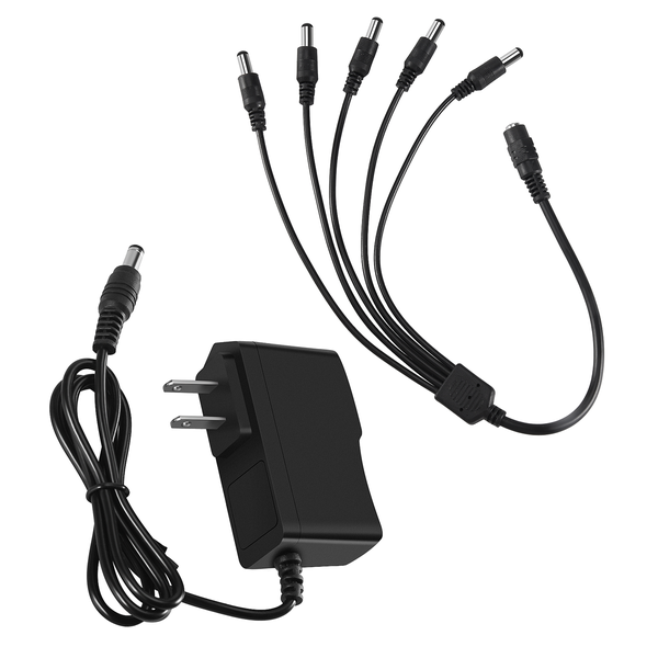 9V Effect Pedal Power AC DC Adapter US Plug W/ 5 Way Chain Splitte Cable