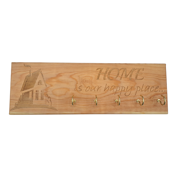 Gift Emporium Wooden Engraved Key Holder - Home Is Our Happy Place
