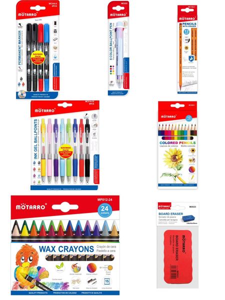 MOTARRO 7-in-1 Stationery Combo Set with Eraser - Complete Writing &amp; Art