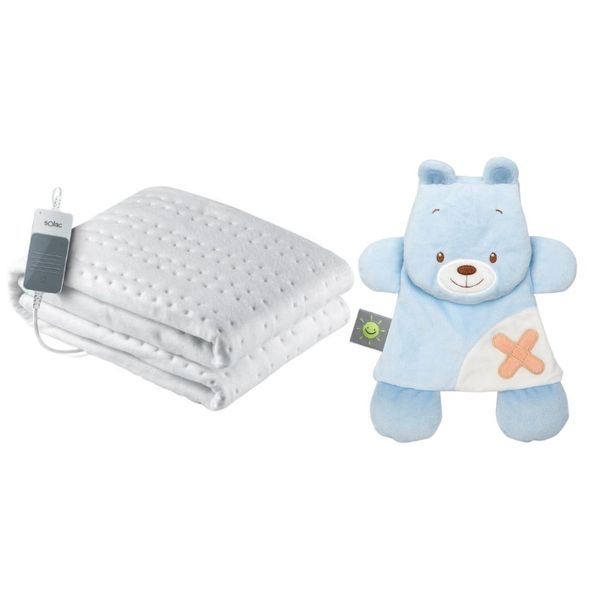 Solac - Kids Single Bed Electrical Blanket &amp; Nattou Doudou &amp; Gelpack - Bear