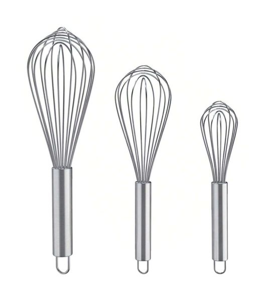 3 Piece Stainless Steel Balloon Whisk Set - Silver