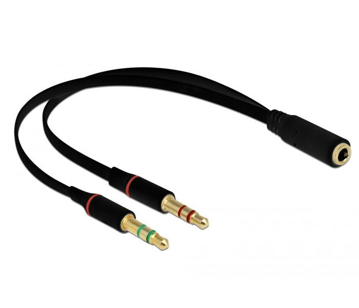 Techme 3.5mm Female to 2x Male Audio &amp; Mic Splitter Cable - Black