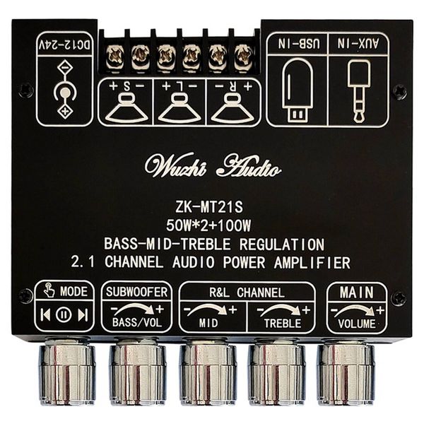 ZK-MT21S 2x50W+100W 2.1 Channel Digital Power Amplifier Board