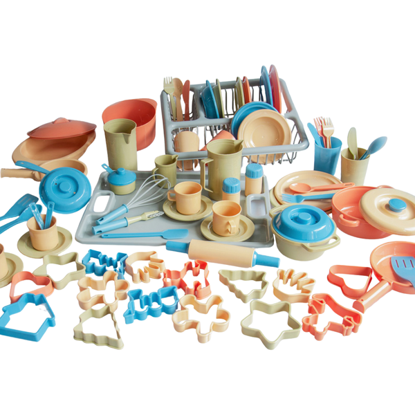 Greenbean - Pretend &amp; Play Complete Kitchen Set - Natural - 80pcs
