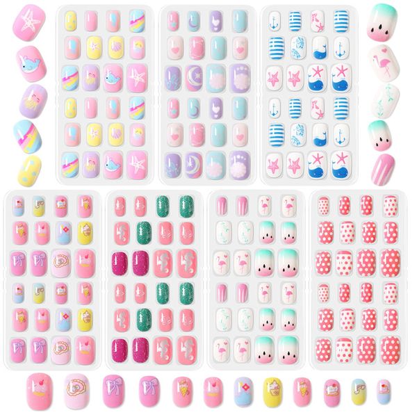 168Pcs Girls Toys 3-12 Nail Art Kit,Fake Nails Pre-glue Full Cover