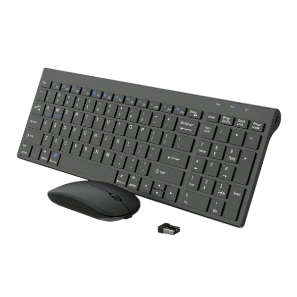 Wireless Charging Dual-Mode Keyboard And Mouse Set With Reciever - Black