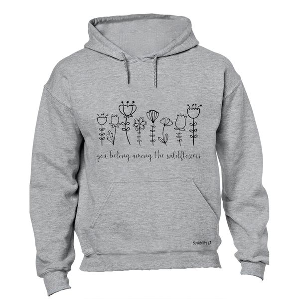 Among The Wildflowers Ladies Hoodie - Grey