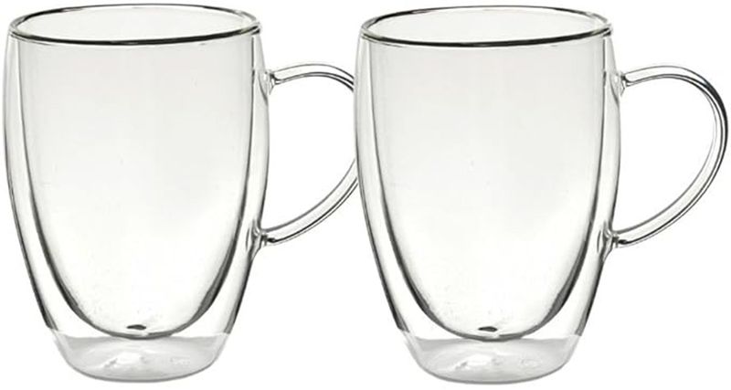 350ml Double Wall Borosilicate Glass Mug - Heat &amp; Cold Resistant