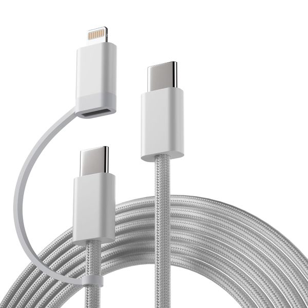 2-in-1 USB-C to Lightning &amp; USB-C Cable | 60W Fast Charging &amp; Data Sync