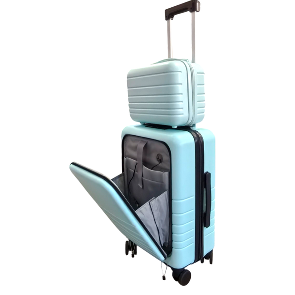 Multifunctional Smart Carry-On 20" Suitcase and Cosmetic Suitcase Set